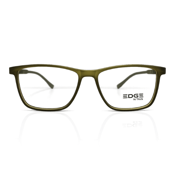 EDGE Olive Green Rectangle Eyeglasses