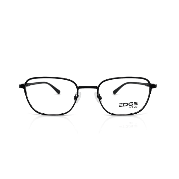 EDGE Black Metal Rectangle Eyeglasses