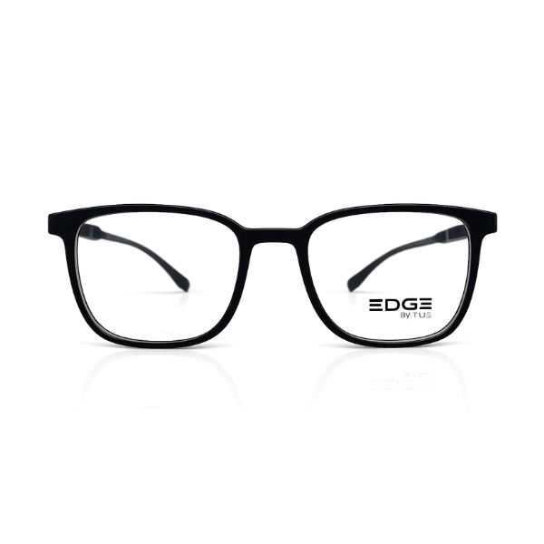 EDGE Glossy Black Square Eyeglasses