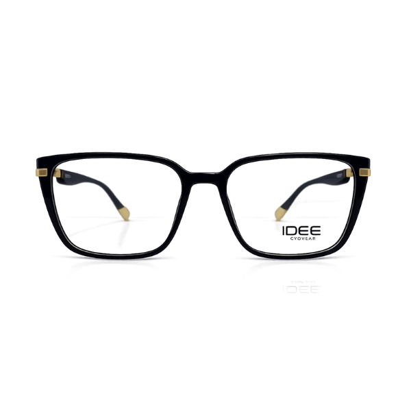 IDEE Black Gold-Accent Rectangle Eyeglasses