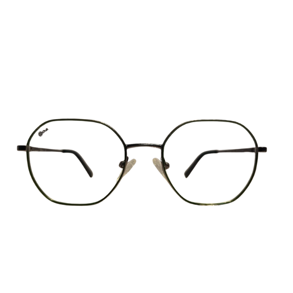 NOVA Gunmetal Round Geometric Eyeglasses